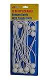 Dry Top 10-Inch Bungee Cords with Toggle Balls, White 12-Pack #700121
