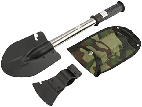 ZJLMS Military Folding Shovel Survival Spade Emergency Garden Camping Outdoor Tool (Black)