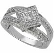 14K White Gold Triangular Shape Pre Set Diamond Engagement Ring