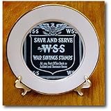 World War I Vintage Save and Serve War Savings Stamps 2 - 8 Inch Porcelain Plate