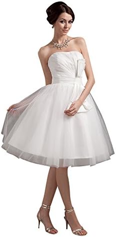 Mollybridal Women's Ball Gown Strapless Backless Wedding Dress White US8