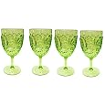 Set of 4 Le Cadeaux Break Resistant Drinkware Wine Glasses, Pale Green