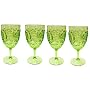 Set of 4 Le Cadeaux Break Resistant Drinkware Wine Glasses, Pale Green