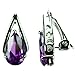 CZ-Teardrop Earrings, Amethyst-Colored CZs, Clip title=