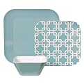 Solid/Grid Dinnerware Set of 12 - Blue