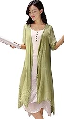 Cotton/Linen Short Sleeves Sleeveless Tank Summer  Dress