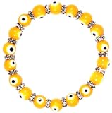 Flex Bracelet with Evil Eyes - Yellow - (Murano Glass & Zirconium Crystals)