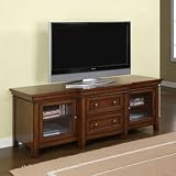 Warm Cherry TV Console with Break Front by AtHomeMart