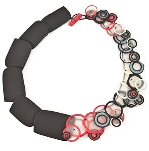 Necklace: Carved Half Circles/Half Black