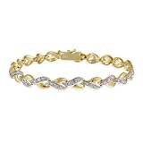 18k Gold Plated Sterling Silver Diamond-Accent Twisted Link Bracelet
