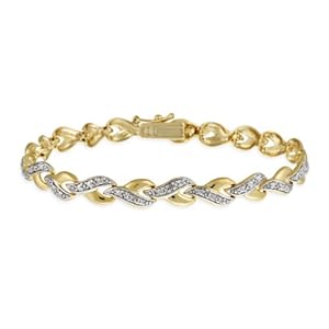 18k Gold Overlay Sterling Silver Diamond-Accent Twisted Link Bracelet 18k Gold Overlay Sterling Silver Diamond-Accent Twisted Link Bracelet
