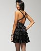 Sleeveless Leatherette Chiffon Party Dress Product Image
