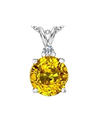 Original Star K (tm) Large 12mm Round Simulated Citrine Pendant in 925 Sterling Silver
