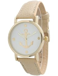 Womens Geneva Anchor Style Leather Watch - Beige