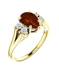 14K Yellow Gold 9.00x6.00mm Pear Cut Mozambique Garnet and Diamond Ring -- LIFETIME WARRANTY