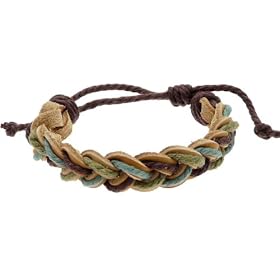 Mens Womens Plaited Chunky Leather & Cord Wristband Bracelet