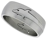 Surgical Steel 5/16 (8mm) Dome Band with Dolphins Cut Out