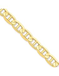 7mm, 14 Karat Yellow Gold, Concave Anchor Chain - 9 inch