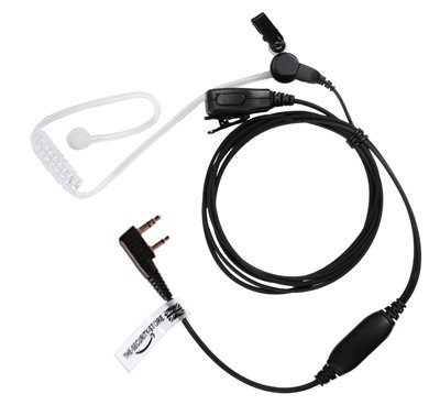 ICOM Radio Earpiece (Right Angle 2 Pin, Covert Acoustic Tube Headset with HQ PTT Microphone) THE-SECURITY-STORE