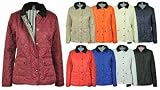 LADIES LONG SLEEVE POCKET COAT PADDED QUILTED WOMENS LINED COLLAR JACKET 8 - 14