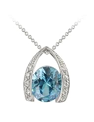 Sterling Silver Round Cubic Zirconia and Clear Pave Wrap Pendant Necklace, 18"