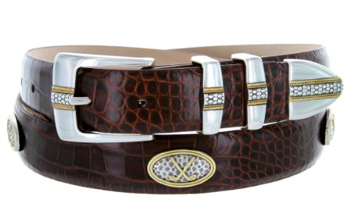 Towne - Men's Italian Leather Designer Dress Golf Belt with Golf Conchos