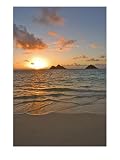 Sunrise Over Mokulua Islands, Lani Kai, HI, Beach & Ocean Photographic Poster Print by Tomas del Amo, 18x24