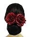 Rose Flower Barrette Hair Clip with Snood Net,Hair Bun (Red)