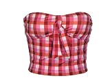 Split Strawberry Plaid Tubekini Swimsuit-top M