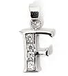 Silver Block Initial Pendant with Cubic Zirconia, Size: 12mm