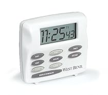West Bend 40053 Triple Timer with Clock, White
