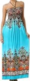 41BGCR0KlBL. SL160  sundresses|FOPaisley1A 7931 Paisley Graphic Print Beaded Halter Smocked Bodice Maxi / Long Dress   Turquoise / Orange   Large