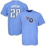 NFL Reebok Tennessee Titans #28 Chris Johnson Light Blue Player T-shirt (Medium)
