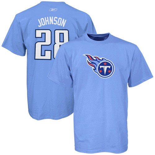 Reebok Tennessee Titans #28 Chris Johnson Light Blue Player T-shirt (Medium)