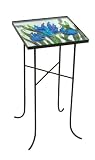 Evergreen 2GM225 Square Glass-Top Side Table, Iris, 22-Inches Tall x 11-Inches Square