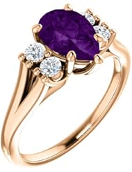 10K Rose Gold 9.00x6.00mm Pear Cut Chatham Created Alexandrite and Diamond Ring -- LIFETIME WARRANTY