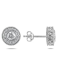 3/4 Carat TW Diamond Bezel Earrings 10K White Gold