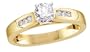18k Yellow Gold Round Brilliant Center with Round Side Stones Ring  (1/3ctw, G,  VS2)