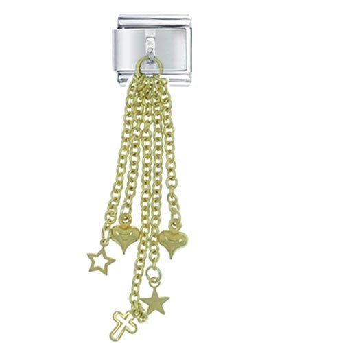 Chain Star Heart Cross Dangle Religious Italian Charms Bracelet Link