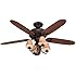 Hunter Fan 53094 Cortland Ceiling Fan with Five Dark Cherry/Walnut Blades and Light Kit, 54-Inch, New Bronze