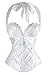 Charmian Women's Burlesque Fashion Satin Halter Boned Zipper Bustier Corset Top
