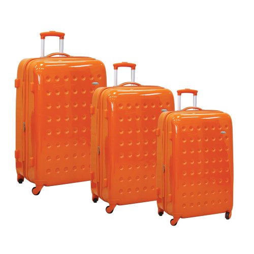 Olympia Luggage Lego Polycarbonate 3 Pack Hard Case Set, Orange, One Size