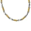 Stainless Steel and Gold Color IP-plated Accent Barrel Link Necklace
