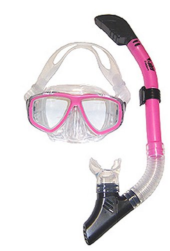 Pink Mask with Dry Snorkel Set/Combo for Scuba Diving and Snorkeling