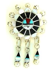 By Zuni Artist Abel Savetsa: Beautiful! Sunface Pendant/Brooch