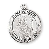 Sterling Silver Saint Patrick Medal and 18-inch Chain