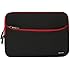 Evecase 11.6-Inch Neoprene Padded Slim Sleeve Case with Exterior Accessory Zipper Pocket for Laptop Notebook Chromebook Computer - Black with Red Trim (Acer Asus Dell HP Lenovo Samsung Toshiba
