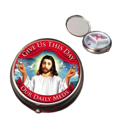 Jesus Christ Give Us This Day Our Daily Meds Pillbox Pill-case Pill box