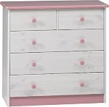 Steens 1780120251 Kommode Wendy 73 x 78 x 35 cm white wash Kiefer massiv und rosa MDF