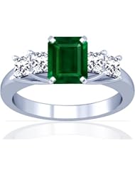 18K White Gold Emerald Cut Emerald Setting